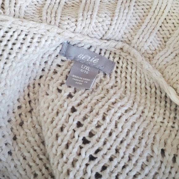 Aerie Cream Tan Aztec Open Cardigan Cotton Sweater - Picture 7 of 9